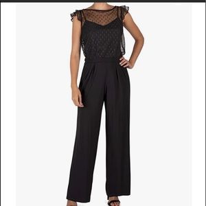 Julia Jordan Black Sheer Lace Detail Jumpsuit Sz 10